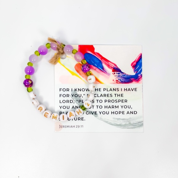 Bible Verse Beaded Bracelet - Handmade - NEW - Jeremiah 29:11 - Picture 1 of 2